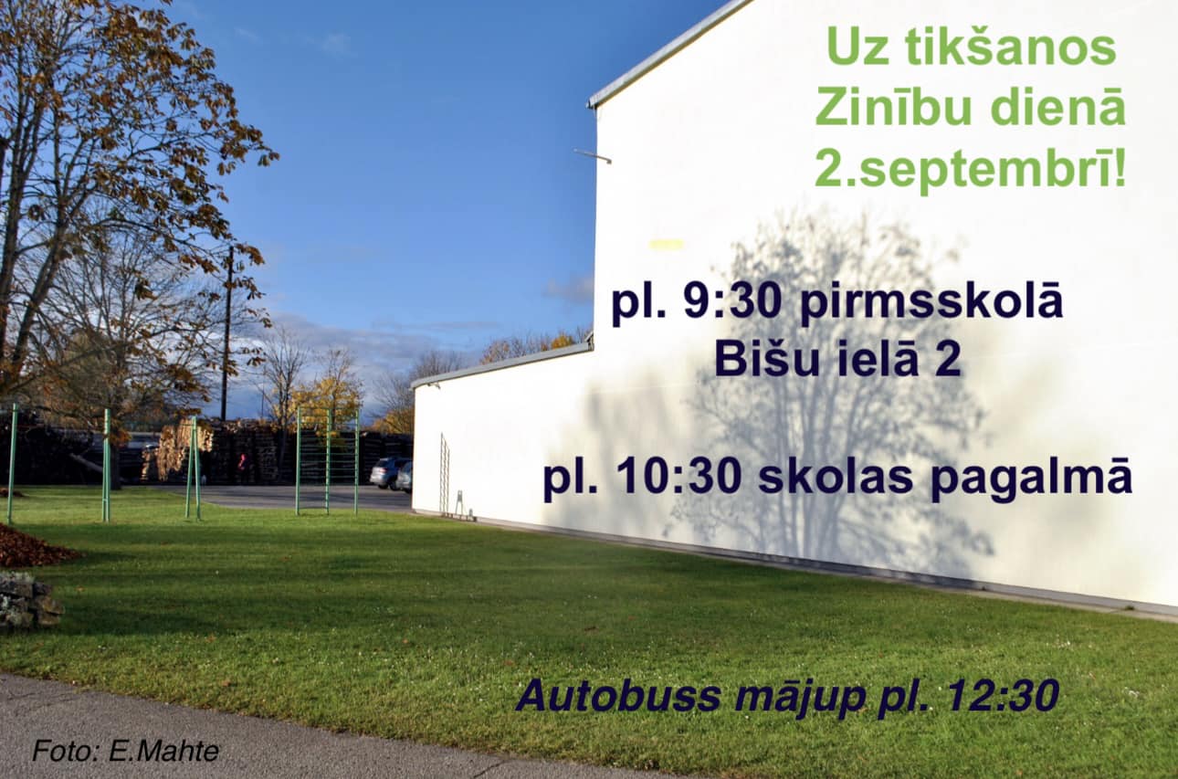 Skolas ēka ar uzrakstu
